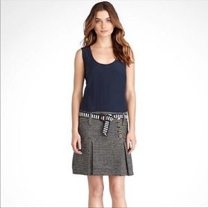 Tory Burch 'Adora Dash' 100% Silk Tweed Dress Size 8 Blue 14541